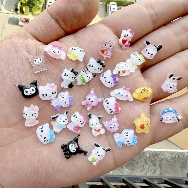 Sanrioed Hello Kitty DIY Nail Art Jewelry Decor Kawaii Kuromi Charms For Manicure DIY Nail Parts Rhinestone Toy Gift for Girls - Image 4