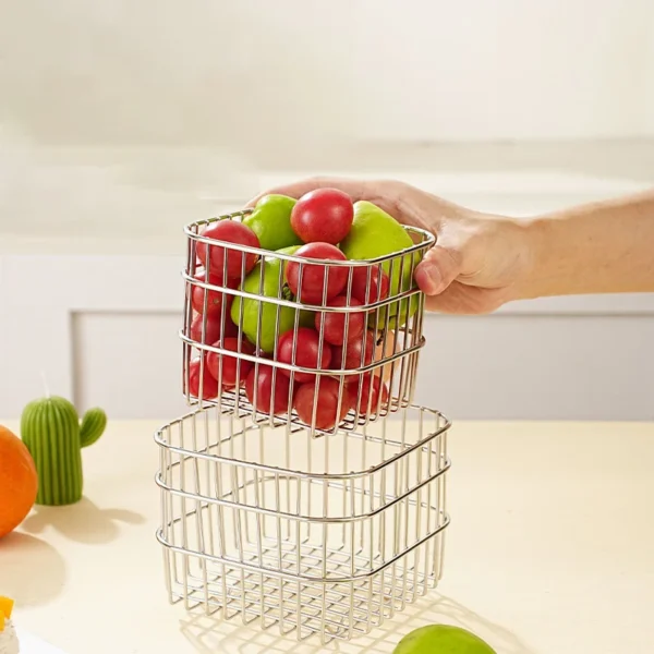 Fruit Drain Basket Kitchen Bar Stainless Steel Fruit Storage Basket Waterproof Fruit Vegetable Drainage Basket Kitchen Supplies - Image 3