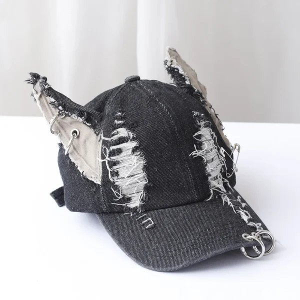 NEW y2k Hot Girl Graffiti Jeans Rabbit Ears Cowboy Baseball Hat Wash Graffiti Hip Hop Cap Women Men Party Team Baseball Cap - Image 2