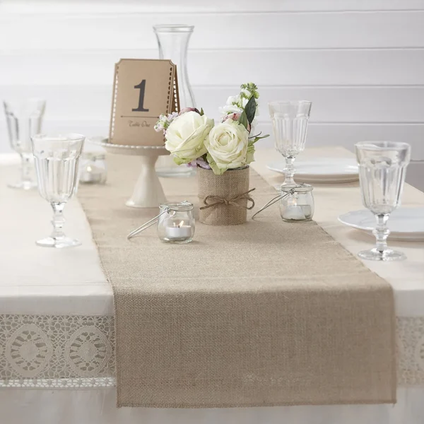 30cm Width Jute Linen Vintage Natural Table Runner Burlap Rustic Khaki Party Country Wedding Decoration Home Party Chair Decor - Image 3