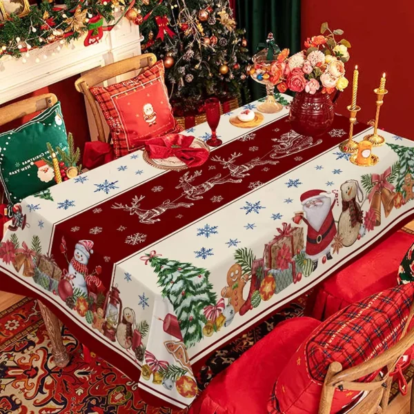 Christmas Theme Tablecloth Oil-proof Waterproof Tablecloth Home Party Tablecloth Rectangular Dining Table Decoration Table Cover - Image 2