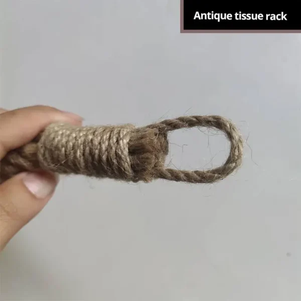 1pc Hemp Rope Tissue Holder Hole Free Wall Hanging Cotton String Hemp Rope Tissue Holder Solid Wood Roll Paper Holder - Image 5