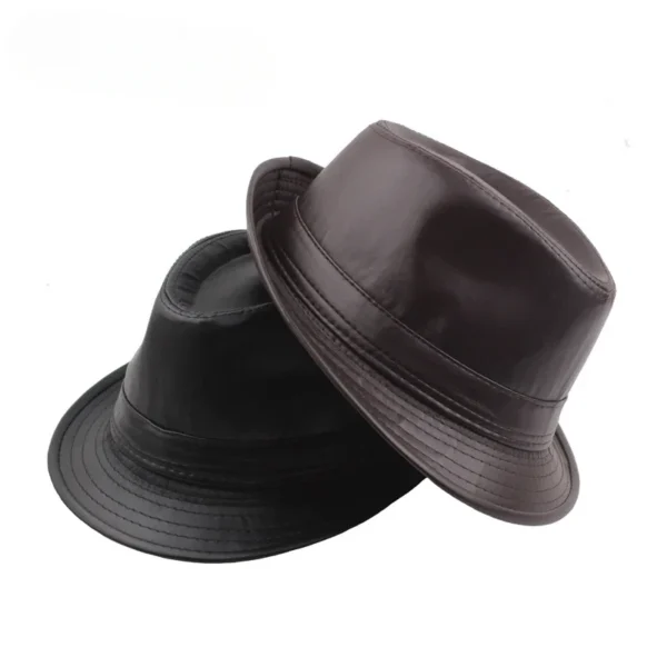 PU Leather Gift Fedoras  for Middle-aged and Elderly Autumn and Winter Outdoor Leisure Gentlemen Jazz Hat for Men Panama Hat