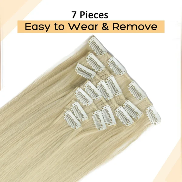 Long Straight Hairstyle 16 Clips 7Pcs/Set Hair Extensions Natural Synthetic Blonde Black Hairpieces Heat Resistant For Women - Image 3