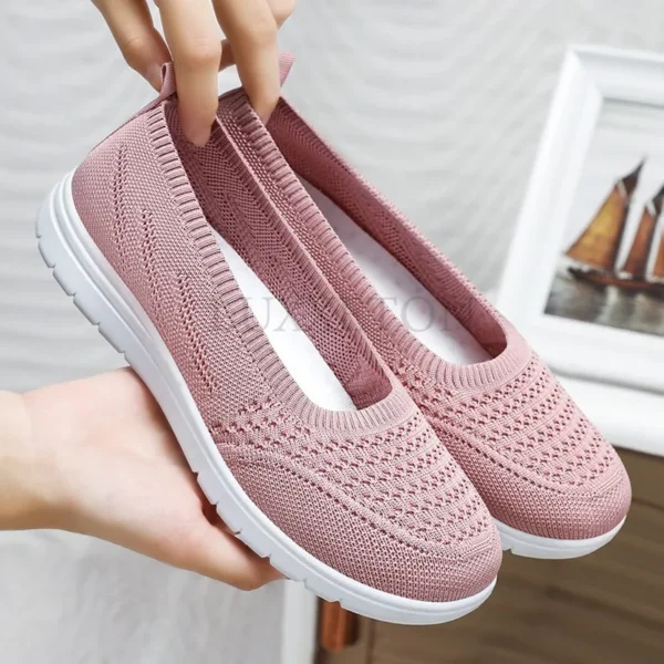 Women's Slip On Solid Color Shoes Summer Fashion Mesh Breathable Casual Shoes Walking Non Slip Platform Sandals Flats Loafers - Image 2