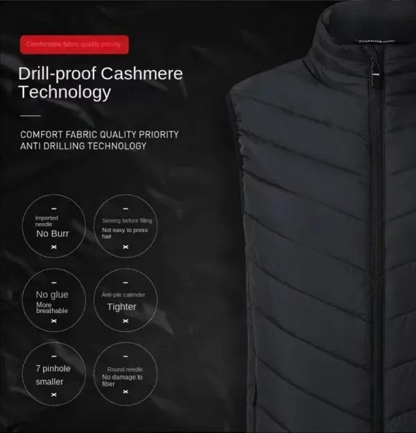 21 Zone Heating Vest Men's USB Infrared Thermal Jacket Smart Heating Clothes New Winter Cold-proof Thick Sleeveless Coat Hiking - Image 5