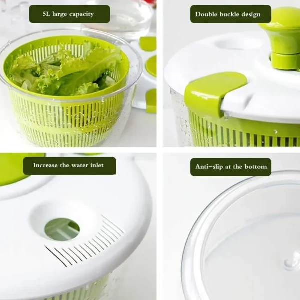 Salad Spinner Dryer Fruit Drain Basket Hand Crank Vegetable Dryer Centrifuge Food Dehydrator Fruits Basket Kitchen Accessories - Image 5