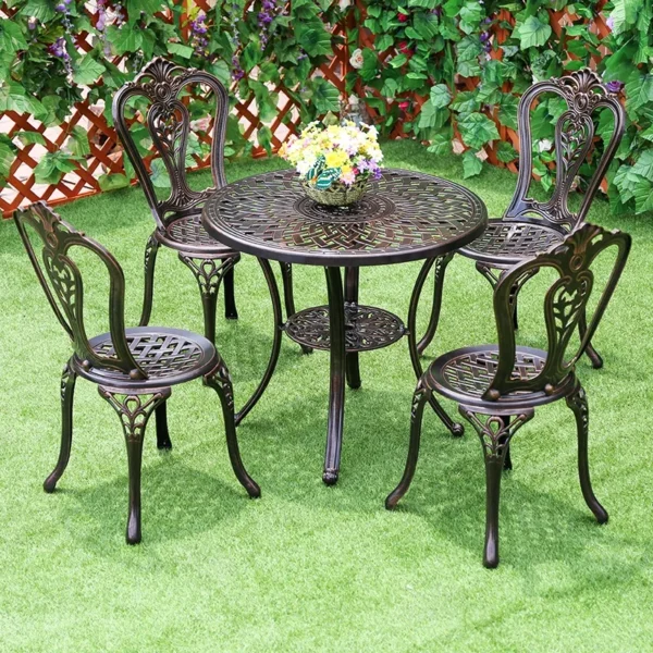 2024 Newest Outdoor Patio Dining square table Chairs Metal cast aluminium Round Table Furniture for Garden Yard