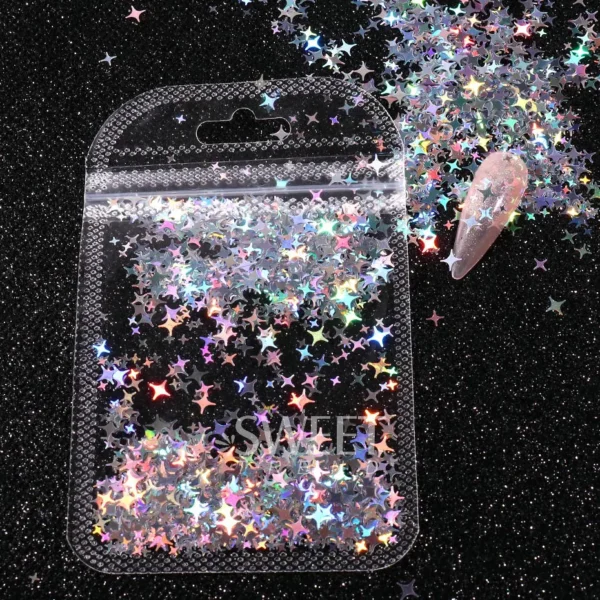 Holographic Star Four-pointed Star Nail Paillettes Sparkly Laser Design Sequin Charm Glitter Flake Shinning Manicure Decor Slice - Image 6