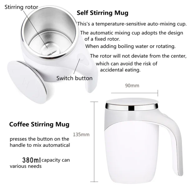 Automatic Stirring Magnetic Mug Rechargeable Model Stirring Coffee Cup Electric Stirring Cup Lazy Milkshake Rotating Cup - Image 6