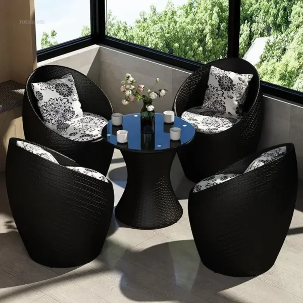 Outdoor Garden Furniture Set PE Rattan Chair Three-piece Set Balcony Small Table and Chair Leisure Courtyard Outdoor Furniture Z - Image 2