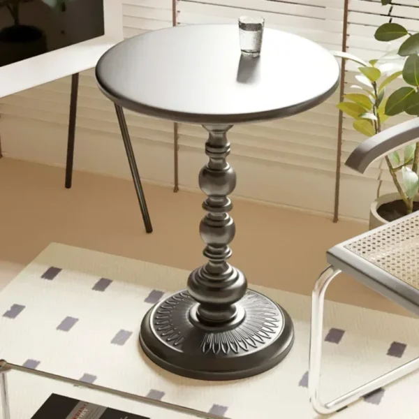 American Retro Iron Art Round Tea Table Vintage Metal Coffee Table Household Furniture for Living Room Sofa Corner Side Table - Image 2