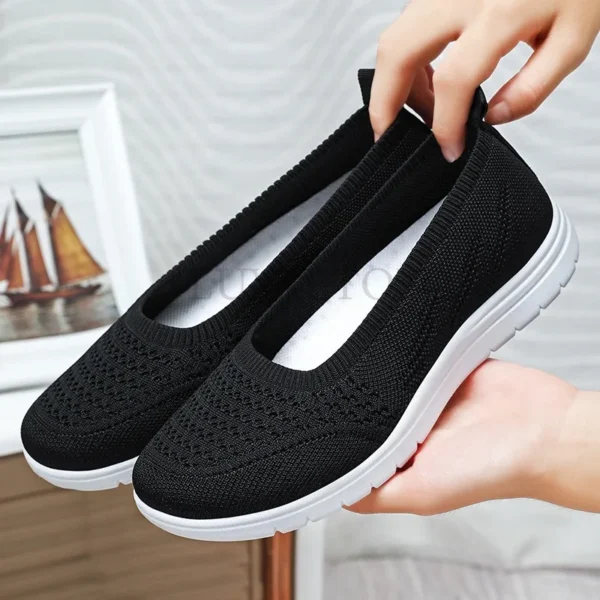 Women's Slip On Solid Color Shoes Summer Fashion Mesh Breathable Casual Shoes Walking Non Slip Platform Sandals Flats Loafers - Image 3