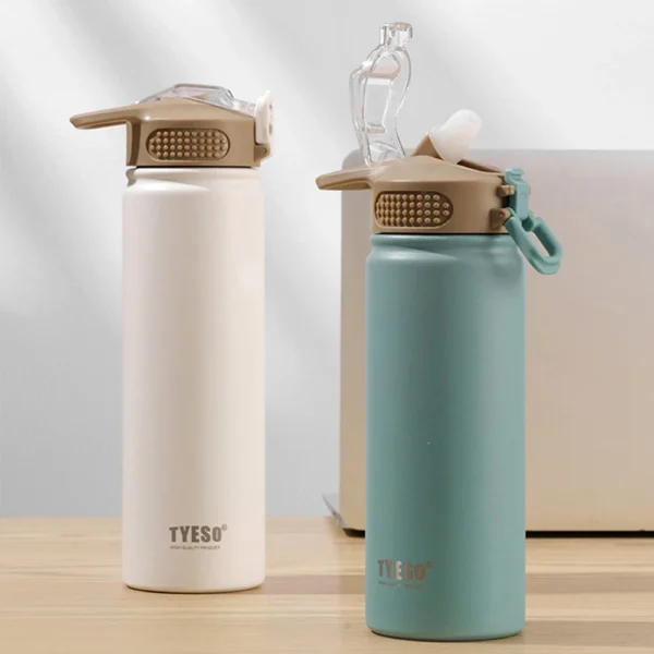 1pc Thermos Bottle with Straw 530ml 750ml Stainless Steel Thermal Cup Car Insulated Flask Water Tumbler for Outdoor Sports