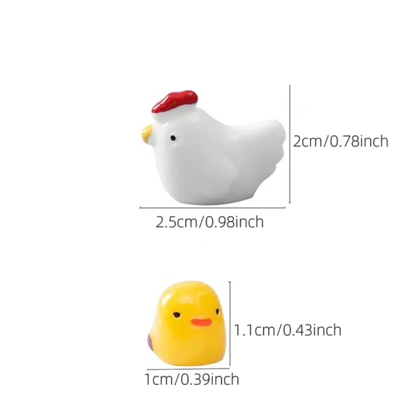 5PC Car interior decoration accessories, cute female cartoon figurines, rear mirror, air outlet, mini yellow chicken - Image 6