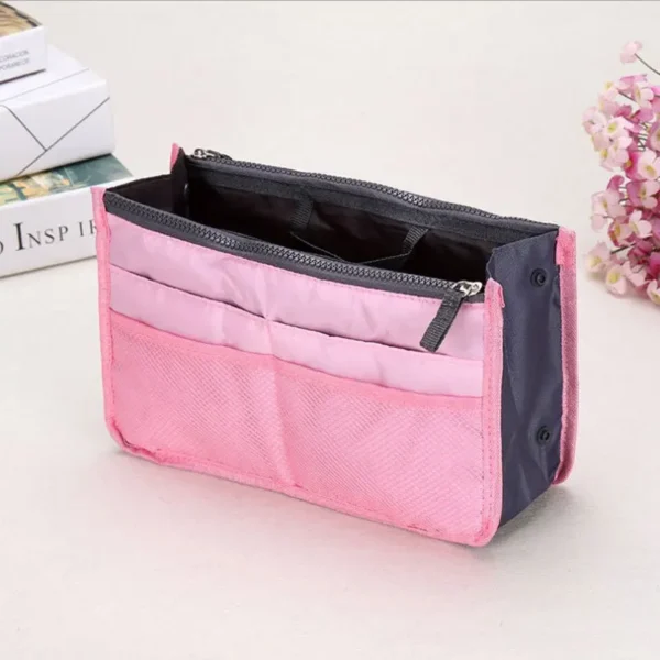 Handheld Double Zippered Makeup Bag, Middle Bag Organizing and Storage Bag, Multifunctional Toiletries Bag