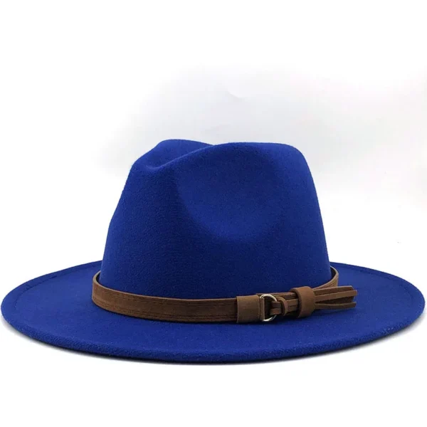 New Women Men Wool Fedora Hat With Leather Ribbon Gentleman Elegant Lady Winter Autumn Wide Brim Jazz Church Panama Sombrero Cap - Image 4