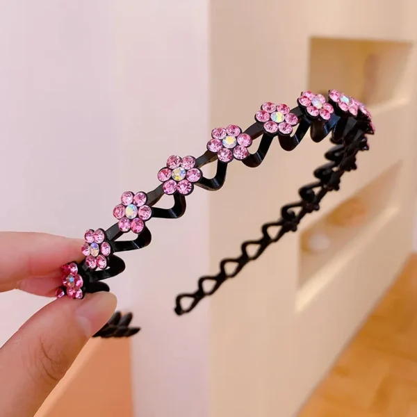 New Non-slip Rhinestone Headbands Solid Wave Hairbands for Women Girls Bezel Fashion Hair Hoop Ladies Boutique Hair Accessories - Image 3