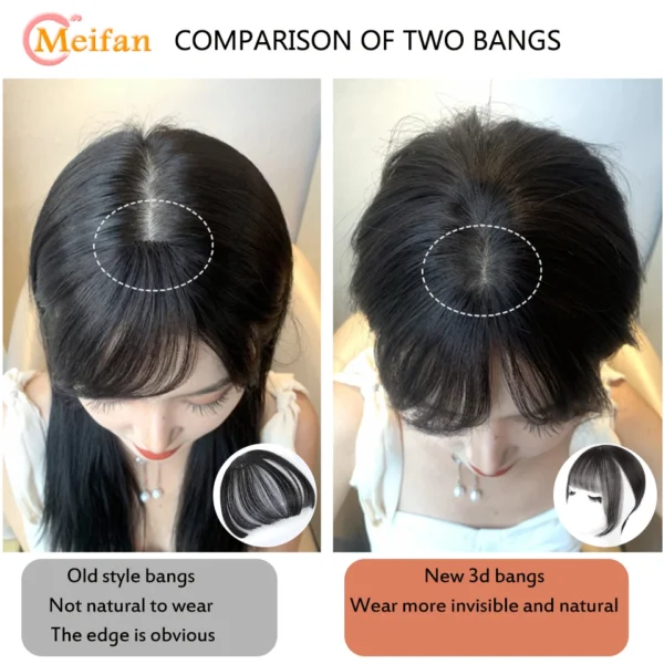 MEIFAN Synthetic Topper Hairpiece False Bang Clip-In Bangs Extension Natural Fake Fringe Invisible Clourse Hairpiece for Women - Image 4