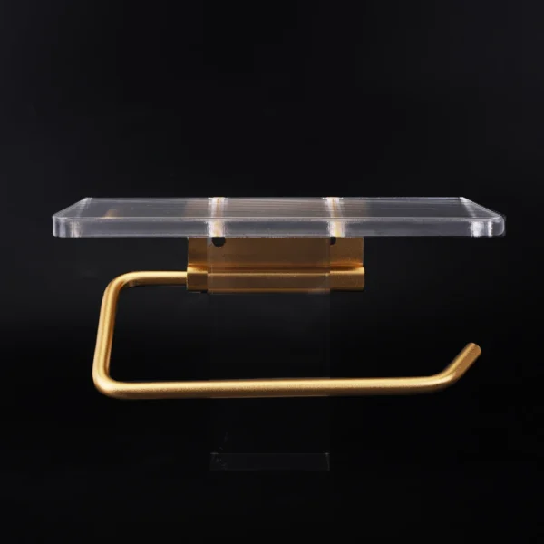 Luxury Gold Toilet Paper Holder with Shelf No Punching Acrylic Roll Paper Holder Tissue Hanger Bathroom Accessories - Image 6