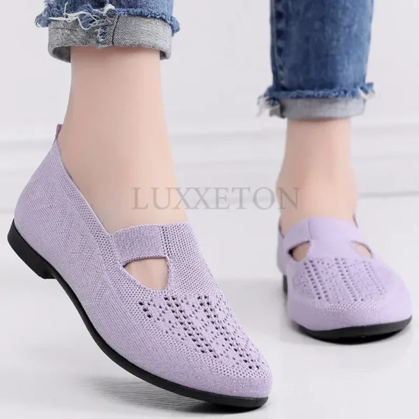 Fashionable and Breathable Summer Mesh Lightweight Mother Shoes Slip on Flat Casual Non Slip Sports Vulcanized Shoes for Women - Image 2