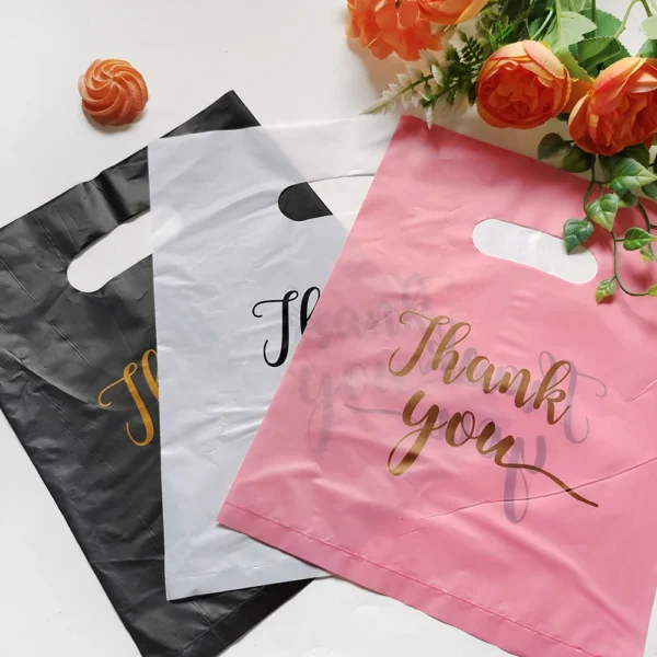 100/50/10Pcs Thank You Gift Bags Wedding Birthday Guest Gift Wrap Plastic Shop Bags Small Business Candy Pastry Store Packaging - Image 2