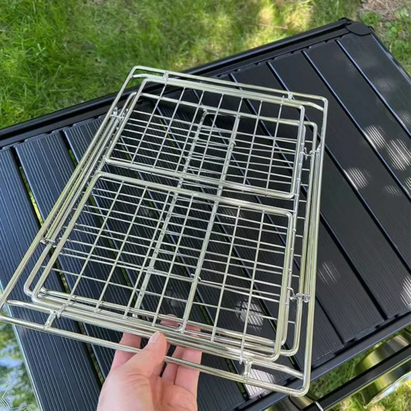 IGT Folding Storage Basket Camping One Unit Drain Basket Stainless Steel Vegetable Washing Basket Outdoor IGT Table Accessories - Image 4