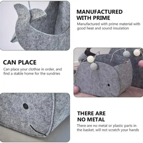 Felt Storage Basket Foldable Cartoon Whale Fabric Storage Basket Clothes Storage Box Snacks Toys Storage Basket Household Goods - Image 4