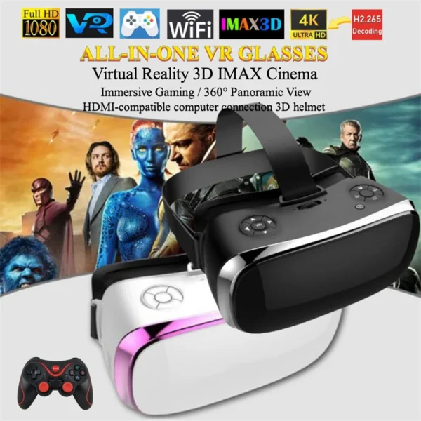 All-in-One VR Glasses Virtual Reality IMAX Cinema Headset Helmet 360?? Full View Immersive Gaming Android PC Wireless 3D Glasses