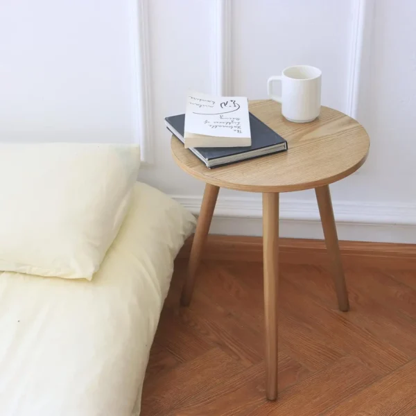 Small Round End Table Removable Mini Desk Wooden Coffee Side Table Living Room Furniture Sofa Bedside Round Table Bedroom Home