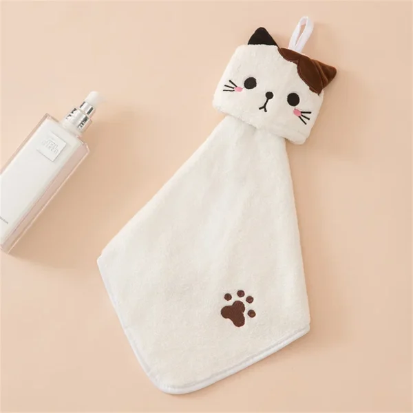 Cute cat kitchen cleaning towel coral velvet hand towel bathroom hanging absorbent dishcloth soft cleaning cloth rag - Image 6