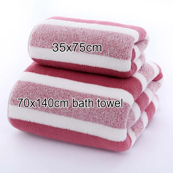 1 pcs Striped Face Towel 35x75cm For Bathroom Or Soft And Absorbent Quick-Drying Experience Microfiber Bath Towel 70x140cm - Image 2