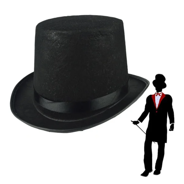 Collapsible Deluxe Black Top Hat Kids Adult Magician Hat Jazz Hat Stage Performances Fashion Party Costume Gentleman Hat