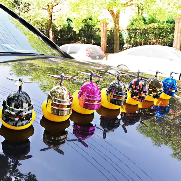 Broken Wind Rubber Duck Motor Accessories Yellow Duck with Helmet Auto Car Accessories Duck In The Car Car Interior Decoration - Image 6