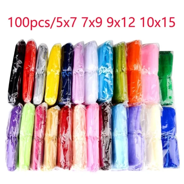 100pcs/lot Wholesale Organza Bags 5*7  Drawable Wedding Packaging Gift Bag Party Jewelry Bags Pouches