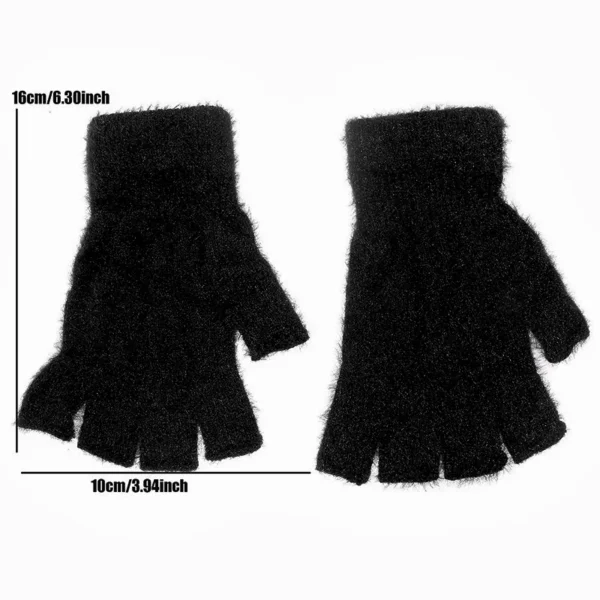 Women Men Half Finger Winter Imitation Mink Cashmere Gloves Touch Screen Writing Woolen Warm Mittens For Driving Outdoor Sports - Image 6