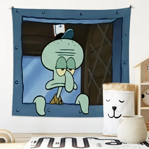 Octopus Brother SpongeBob SquarePants Cartoon Hanging Cloth  Bedroom Wall Decoration Background Cloth Cute and Funny Tapestry - Image 6