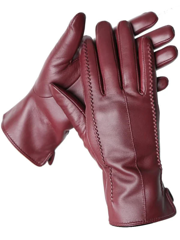 Women's sheepskin gloves winter warm plus velvet short thin touch screen driving color women's leather gloves good quality -2226 - Image 2