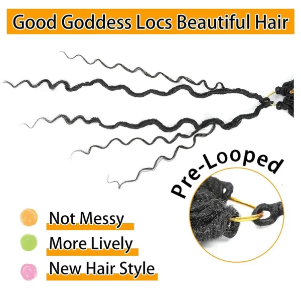 14"Faux Locs Crochet Hair 8Packs Pre Looped Goddess Locs Crochet Hair With Curly End Boho Synthetic Crochet Hair For Black Women - Image 3