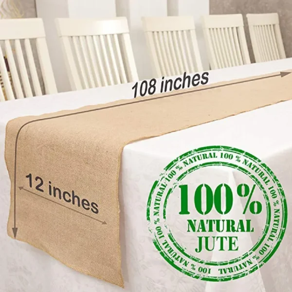 30cm Width Jute Linen Vintage Natural Table Runner Burlap Rustic Fabric Khaki Wedding Party Western  Table Runner Decoration - Image 3