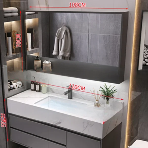 Luxury Full Sets Cabinets Water Proof Countertop Faucets Mirror Bathroom Cabinets Vanity Sets Sink Armadi Auxiliary Furniture - Image 4