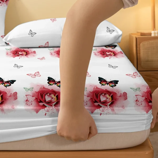 1 Piece of Butterfly Beauty Patterned Matte Bedsheet, Bedroom Printed Bedspread, Bedding (Excluding Pillowcases) - Image 4