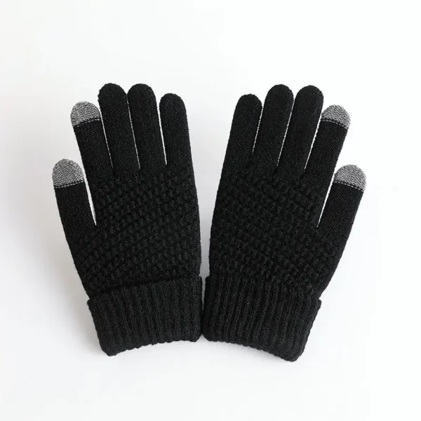 Winter Warm Touchscreen Gloves Thick Fleece Women Men Fashion Knitted Gloves Mittens Pineapple Pattern Wool Gloves Touch Screen - Image 3