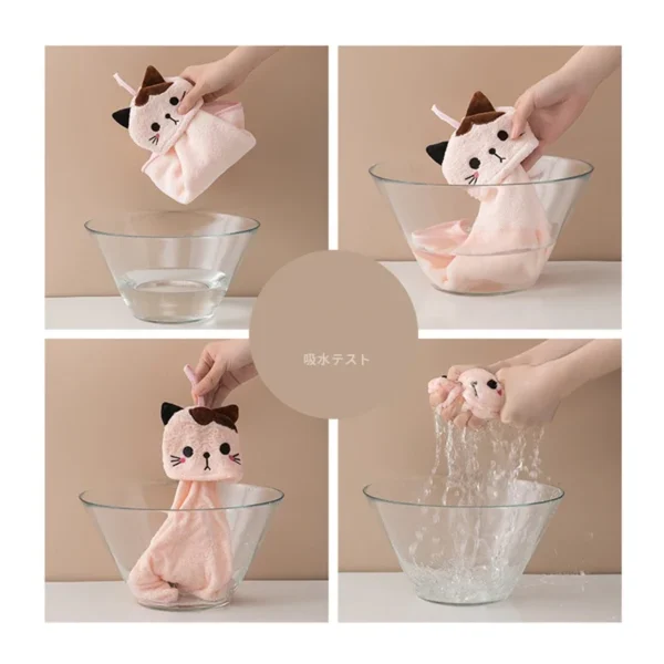 Cute cat kitchen cleaning towel coral velvet hand towel bathroom hanging absorbent dishcloth soft cleaning cloth rag - Image 5