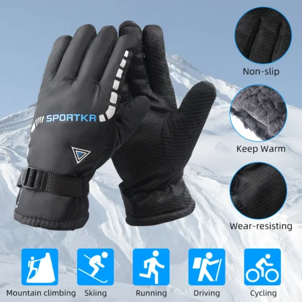 Winter Cycling Gloves Men Outdoor Waterproof Skiing Riding Hiking Motorcycle Warm Mitten Gloves Unisex Thermal Sport Gloves - Image 2