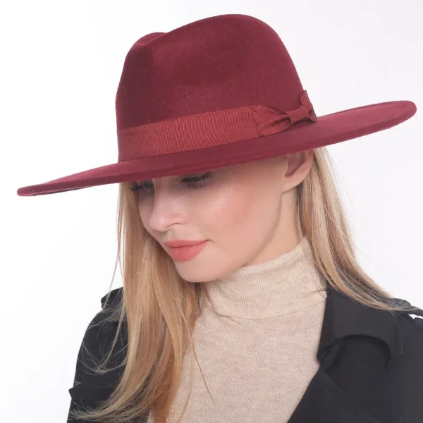 Women's fedora hat 9.5cm Jazz hat Fashion bow hat Peach heart hat Big brim Jazz fedora hat Men's Peaked cap sombrero hombre - Image 6