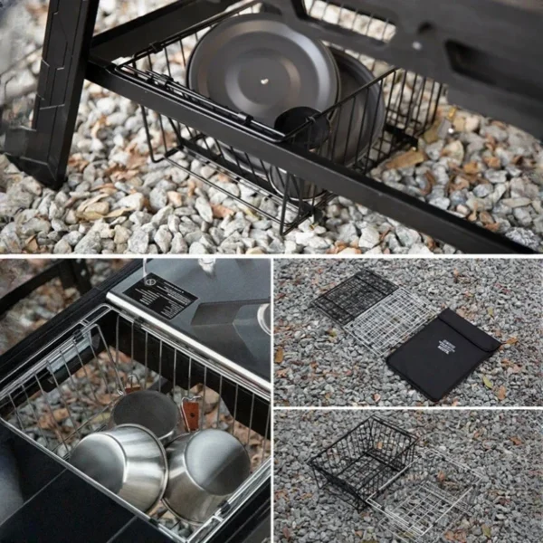 Camping IGT Unit Folding Basket Lightweight Aluminum Alloy IGT Table Accessories Board Table Panel Portable Storage Basket - Image 3