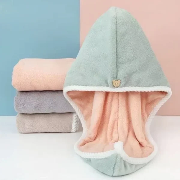 1pcs Women Hair Towel Wrap Drying Hair Turban Quick-dry Polyester Hair Towel Cap Hat Bath Hat Solid Towel Cap Super Absorption - Image 2