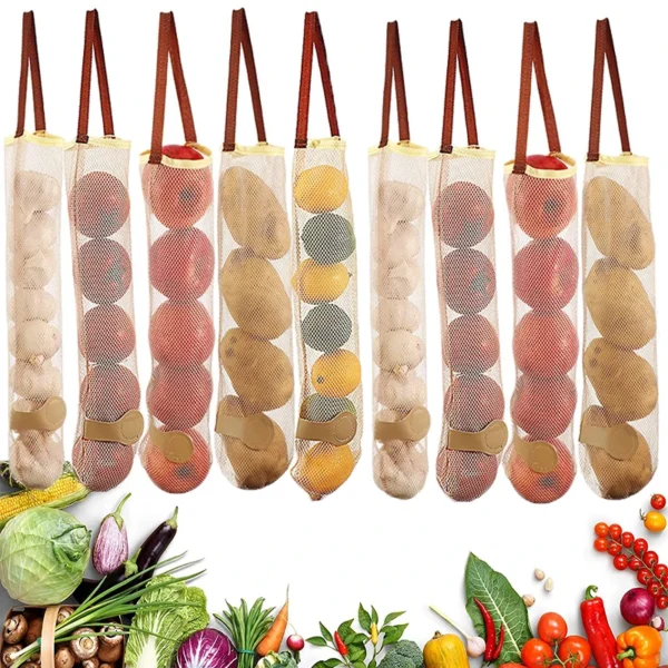 Multi-purpose Kitchen Onion Potato Tomato Hangable Fruit and Vegetable Storage Net Bag Basket Hollow Bag Organize Mesh Bag