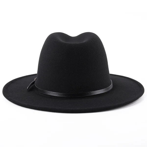 Fedora Hat For Men Women Solid Color Imitation Woolen Jazz Caps Elegant Female British Retro Wide Brim Cap Church Wedding Bowler - Image 2